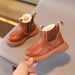 Winter fleece-lined children's fashion British short boots boys side zipper fashion Martin Boots Girls soft bottom fashion boots_viptrois.com