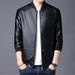 Men's Slim Fit PU Leather Jacket Biker Coat With Zipper Details, Lightweight Motorcycle-Inspired Jacket For Spring & Fall_viptrois.com
