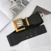 HOT High Quality Retro Elastic Wide Belt Gold Buckle Ladies Fashion Suit Coat Girdle Waist Belts for Women Designer Brand_viptrois.com