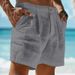 Men's Clothing Linen Shorts Summer Shorts Beach Shorts Button Pockets Comfortable Holiday Linen Cotton Blend Fashion_viptrois.com