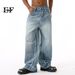 Men's Clothing 2025 New Arrivals Blue American Multi Layered Scimitar Style Loose Denim Pants Men's Trend_viptrois.com