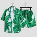 Men's Hawaiian Beach Vacation Loose Fit Couple Trendy Brand Short Sleeve Floral Shirt Casual Two-Piece Set_viptrois.com