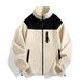 2025 Fashion Keep Warm Outerwear Zip-Up Jacket Men's Stand Collar Splicing Long Sleeve Casual Loose Zipper Fleece Sweatshirts_viptrois.com