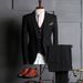 Men's Wedding & Formal Suit Set – Slim Fit Tuxedo Blazer With Vest & Dress Pants, Photoshoot-Ready Business Suit (Black/Grey/Brown)_viptrois.com