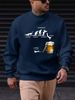 Men's Loose Casual Fashion Jumping Into Beer Pattern Printed Round Neck Long Sleeved Hoodie Autumn And Winter Styles_viptrois.com