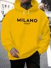 Men's Autumn And Winter Casual Fashionable Loose Hooded Sweatshirt MILANO ITALIA Pattern Printed Warm Long Sleeved Pullover_viptrois.com