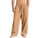 Men's Casual Cotton And Linen Pants European American Style Wrinkled Textured Drawstring Elastic Waist Straight Leg Trousers_viptrois.com