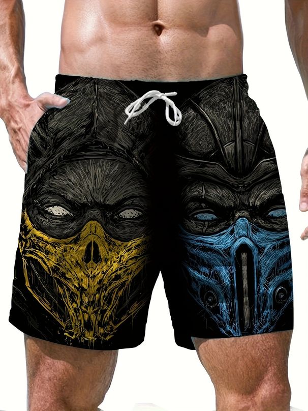 Men's Quick Drying Printed Beach Shorts Five Point Pants Summer Wear Cross Border European American Foreign Trade Style_viptrois.com