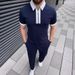 Men's Polo Shirt Zipper Casual Short Sleeve Shorts Suit_viptrois.com