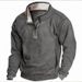 50/5000 Solid-color Sweatshirt, Men's Casual Sweatshirt, Stand-up Collar, Front Lapel, Zipper And Fleece Sweatshirt, Autumn And Winter Top For Men_viptrois.com