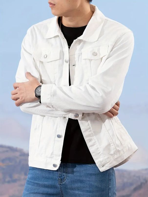Men's Trendy Brand Denim Jacket New Style Casual And Stylish Solid Color Simple Versatile_viptrois.com