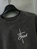 100% Cotton Washed Vintage Men's 3-Pack T-shirts Blessed Cross Text Print Crew Neck Short Sleeve Casual Tops In Gray Brown Light Gray_viptrois.com
