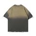 Unisex Hip Hop Washed Distressed T-Shirt - Oversized Streetwear Tee With Gradient Print & Raw Hem (S-XXL)_viptrois.com