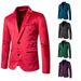 CT 23 Spring New Men's V-neck Two-button Blazer Casual Slim Fit Solid Color Suit_viptrois.com