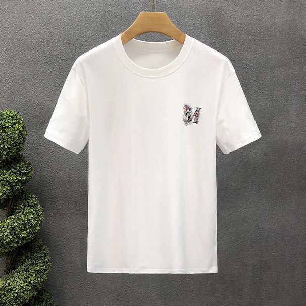 Popular Printed Short-sleeved T-shirt Men's Trendy Top 2025 Summer New Men's Round Neck Handsome Half-sleeve_viptrois.com