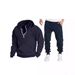 Men's Half-Zip Hoodie & Jogger Set - Winter Warm Fleece-Lined Pullover With Pockets, Athletic Casual Outfit For Gym, Running, Travel_viptrois.com