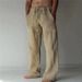 Suitable For All Seasons Men's Plus Size Loose Casual Elastic Waist Drawstring Breathable Sports Cotton Linen 2024 Long Pants_viptrois.com