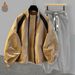 Men's Clothing Contrast Color Stitching Plus Velvet Version Jacket Suit Men Autumn And Winter Double Zipper Niche Design Fashion Trend A Complete Set_viptrois.com