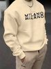 Men's Loose Casual Fashion MILANO ITALIA Letter Pattern Printed Round Neck Long Sleeved Sweatshirt Suitable For Autumn And Winter Wear_viptrois.com