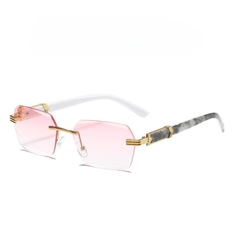 1pc Fashion Transparent Rectangle Lens Glasses, Metal Outdoor Casual Men's Sunglasses_viptrois.com