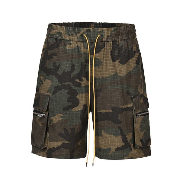 Men's Clothing High Street Accordion Pocket Multi Pocket Washed Camouflage Work Shorts Beach Pants_viptrois.com