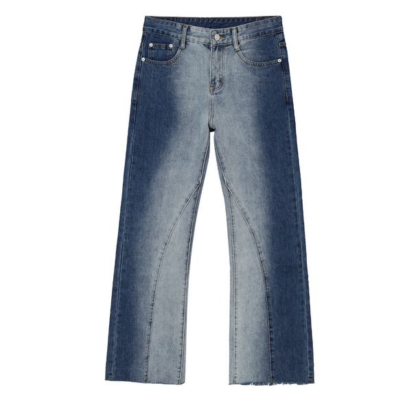Men's Clothing New Arrivals Korean Style Contrast Tie Dye Gradient Flared Jeans For Men And Women_viptrois.com