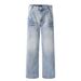 American Lightning Pattern Curved Knife Jeans Men's Trendy High Street Vibe Style Couple Straight Leg Micro Flared Pants_viptrois.com
