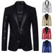 Men's Shiny Sequin Blazer Jacket For Winter - Slim Fit Party Wear With Metallic Effect_viptrois.com