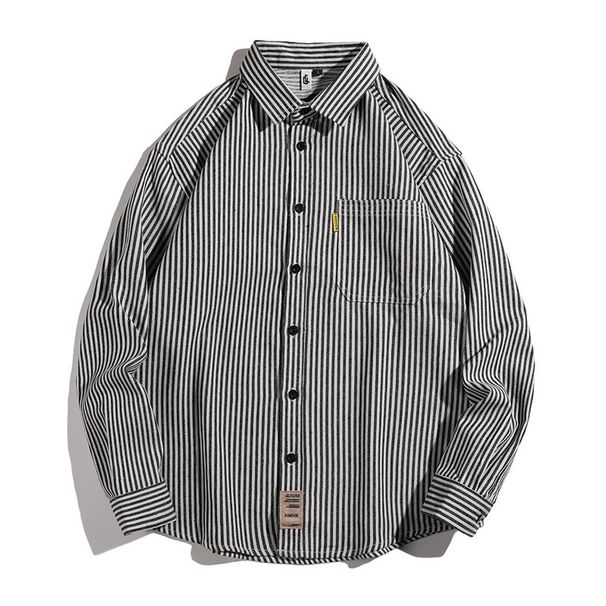 Spring and autumn high-end striped shirt men's long sleeved business casual cardigan shirt slim fit, no perm fashion_viptrois.com