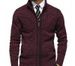 Men's Slim-Fit Knit Cardigan – British-Inspired Stand Collar, Long Sleeve, Acrylic-Blend Sweater (M-XXL, Bluish/Burgundy/Dark Gray)_viptrois.com