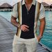 Men's Striped Zip-Up Polo Shirt & Shorts Set – Breathable Summer Casual Outfit (Quick-Dry Polyester, S-6XL, 20+ Colors)_viptrois.com