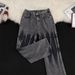 Men's Clothing Jeans 2025 Summer Men's American Narrow Version Slim Straight Semi Elastic Washed Flared Trousers_viptrois.com