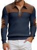 New Autumn And Winter Popular Men's Stand-up Collar Half Zipper Fashion Fleece Color Matching Henry Shirt Sweater Men_viptrois.com