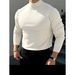 Men's Sweater For Autumn And Winter, Warm Semi High Neck, Slim Fit, Knitted Sweater For Wearing, Base Coat_viptrois.com