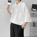 Summer Pleated Ice Silk Short Sleeved Shirt For Men Bf Handsome Trendy Brand Hong Kong Style J Loose Trendy Cardigan Half Sleeved Top_viptrois.com
