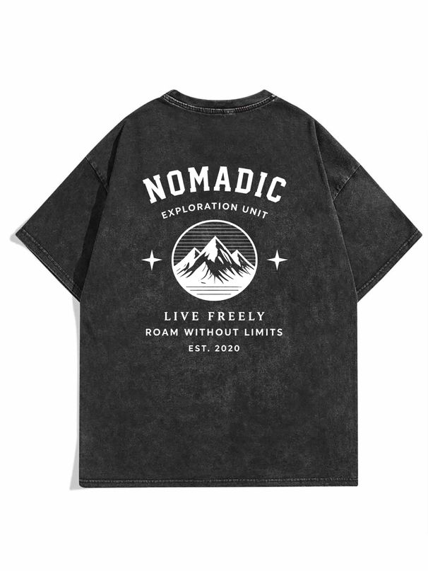 Men's Clothing Heavy Washed Cotton Short Sleeved T Shirt Casual Trend Unisex Summer Ins Black Round Neck Top Trendy Versatile Half Sleeve_viptrois.com