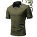 Men’s Clothing New Men's Casual Polo Shirt Chest Pocket Print Lapel Business T Shirt Men's_viptrois.com