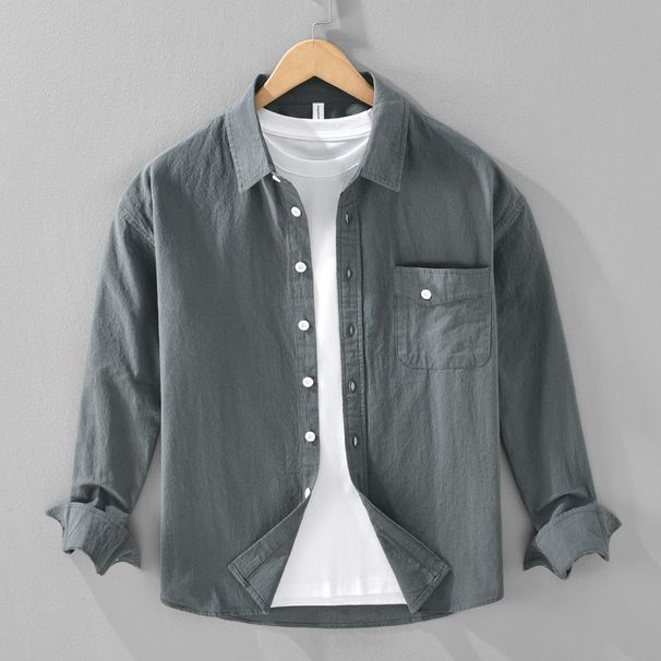 Autumn Casual Loose Long Sleeved Shirt For Young Men, Rugged And Handsome, With A Small Collar And Trendy Jacket_viptrois.com