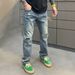 Men's Clothing Men's Straight Leg Jeans Distressed Splatter Painted Design Style Fashionable Casual Trousers Spring Trend_viptrois.com