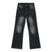 New Slim High Flared VIBE Style Washed Distressed Loose Jeans Trousers Men's Trend_viptrois.com