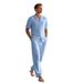 Men's Clothing Men's Linen Short Sleeved Shirt Suit Linen Summer Loose Casual Cotton Linen Cardigan Shirt Trousers_viptrois.com