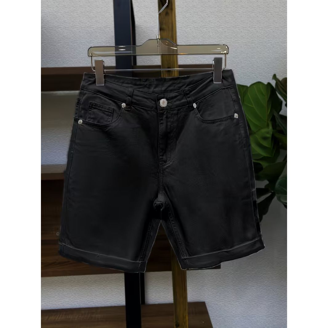Men's Slim Fit Denim Shorts Summer Casual Style Solid Color Five Point Trendy Pants_viptrois.com