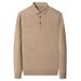 Men's Wool-Blend Lapel Knit Polo Shirt – Classic Solid Color Long Sleeve Sweater (Black/Maroon/Dark Green, Sizes M-XXXXL)_viptrois.com