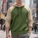Men's Contrast Color Raglan Hoodie – Plaid Pattern Long Sleeve Casual Jacket (Military Green/Khaki, Gray/Black, S-XXXL)_viptrois.com