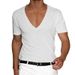 2023 Independent Station Men's T-Shirt Cross-border Clothing European And American Foreign Trade Men's Clothing V-Neck Solid Color Large Size Casual_viptrois.com