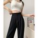 Premium Straight-Leg Trousers For Women – High Waist Wide-Leg Office Pants With Flowy Drape & Anti-Wrinkle Polyester (Summer Collection)_viptrois.com