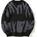 New, Contrasting Color Crew Neck Women's Sweater Retro Lazy Loose Trend Knitted Sweater_viptrois.com
