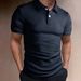 Men's Textured Polo Shirt, Breathable Short-Sleeve Casual Top With Jacquard Pattern, Slim Fit Summer & Fall T-Shirt For Daily Wear_viptrois.com