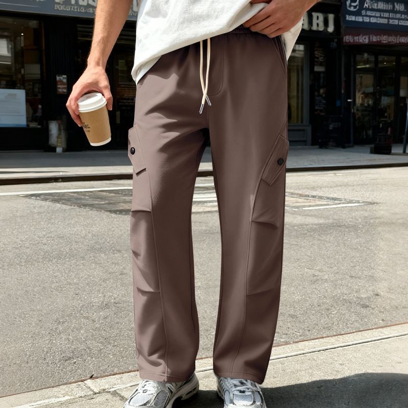 Men's Streetwear Cargo Pants – Oversized Straight-Leg Hip-Hop Joggers With Utility Pockets, Trendy High-Street Fashion (Black/White/Navy, S-Xxxl)_viptrois.com