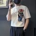 2025 Summer New Short Korean Edition Slim Fit Printed Youth Half Sleeved T-shirt Men's Top_viptrois.com